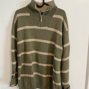 Vintage green and beige zip sweater